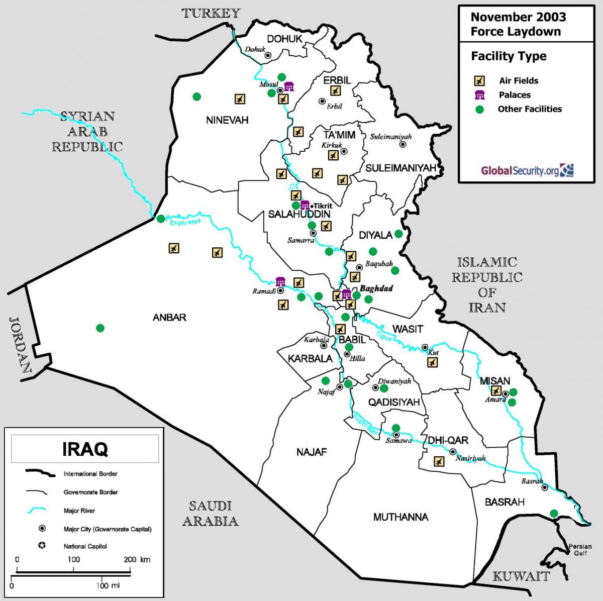 Peta dari Irak bandara
